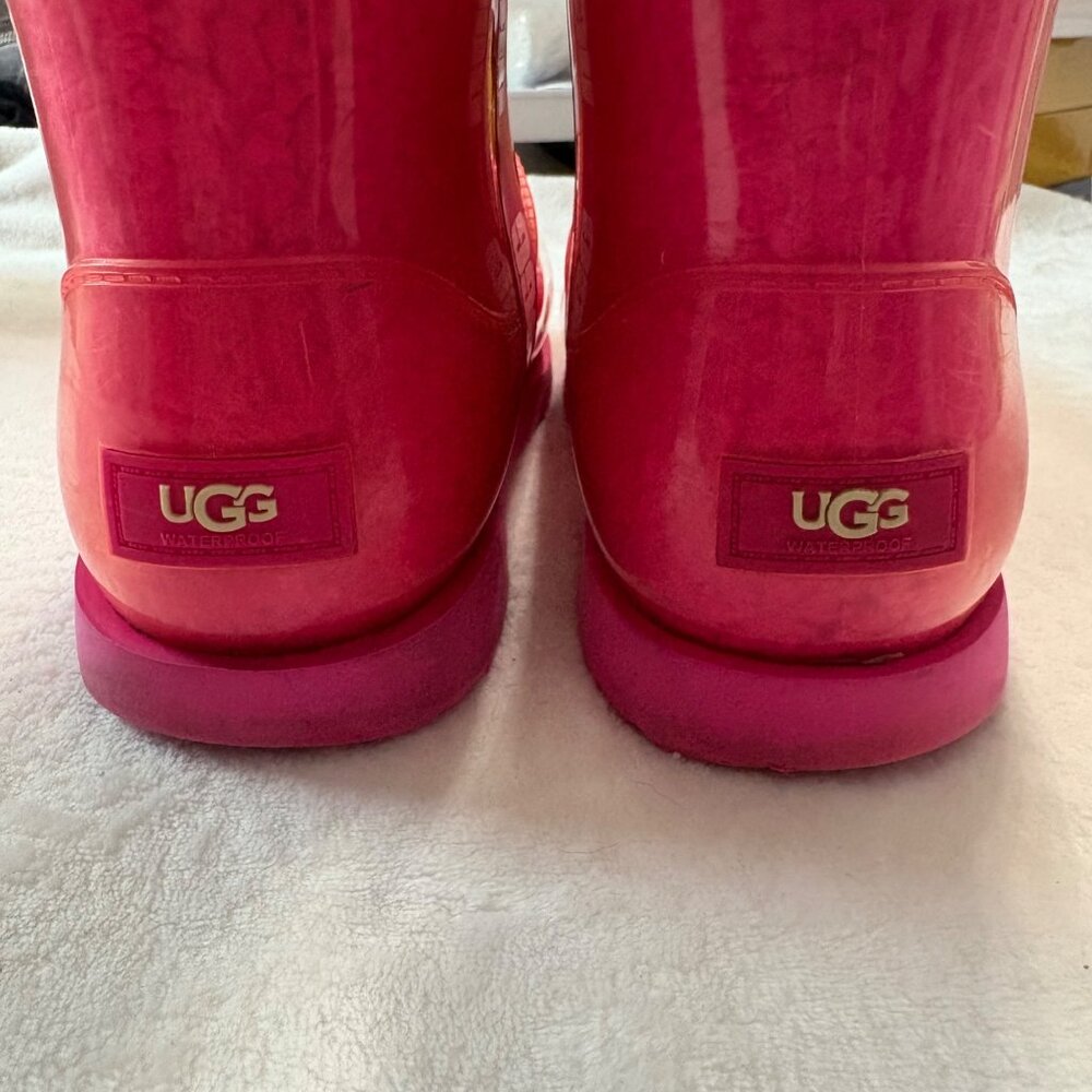 UGG Classic Clear Pink Mini Rain Waterproof Boot Womens Size 6 - Picture 5 of 16